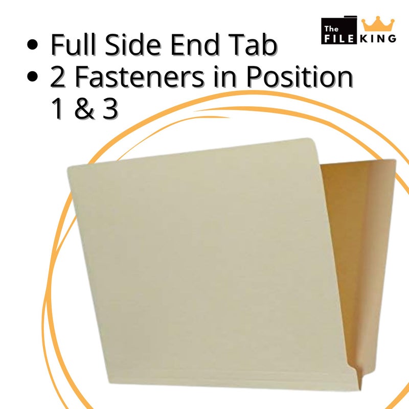 The File King Full Side Tab Manila File Folder with Two Fasteners - Letter Size | Box of 50 | Space for Jacket Labeling | 11-Pt Fiber | Organize Papers for Shelf Filing | USA Made - Image 4